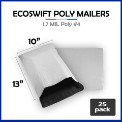 25 10×13 EcoSwift Poly Mailers Plastic Envelopes Shipping Mailing Bags 1.7MIL