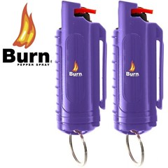 BURN Pepper Spray Maximum Strength Self Defense Security Keychain Black 2 Purple