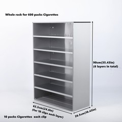 Cigarettes Retail Display Rack Aluminium Cigarettes Cabinet 6 Layers 10 Clips