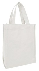 TBF 50 Pack Wholesale Non Woven Lightweight Reusable Tote Bags Medium, White