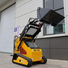 24HP Mini Skid Steer Loader Tracked 3-Pumps Engine w/ Bucket, Fork, Grapple