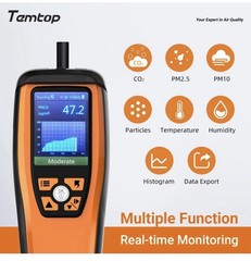 Temtop M2000C 2nd Air Quality Monitor PM2.5 PM10 CO2 Data Export Settable Alarm