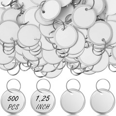 Hotop 500 Pieces 1.25 Inches White Metal Rim Key Tags Bulk Key Tags Paper Round