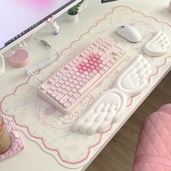 blingkiyo Large Gaming Mousepad, Leather Cute 11.8L x 31.5W inches, White
