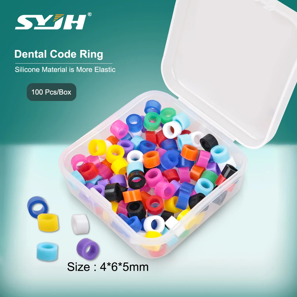 100 Pcs Dental Silicone Code Rings Instrument Autoclavable 135ºC Assorted Color