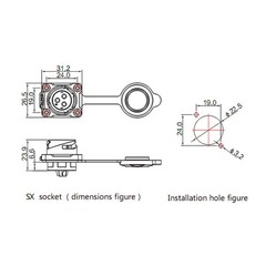 4 Pin Power Connector Female Plug Male Socket Outdoor Waterproof IP67 Signal M20