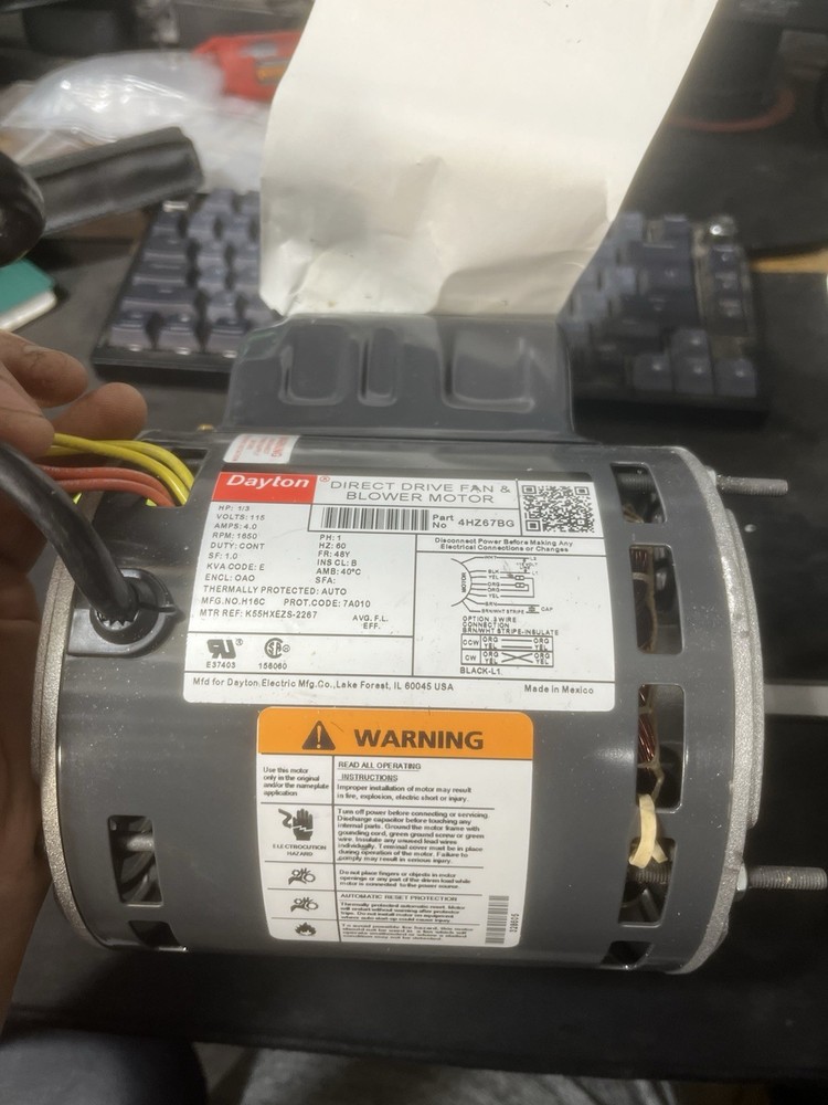 Dayton 4Hz67 Motor, Psc, 1/3 Hp, 1650 Rpm, 115V, 48Y, Oao