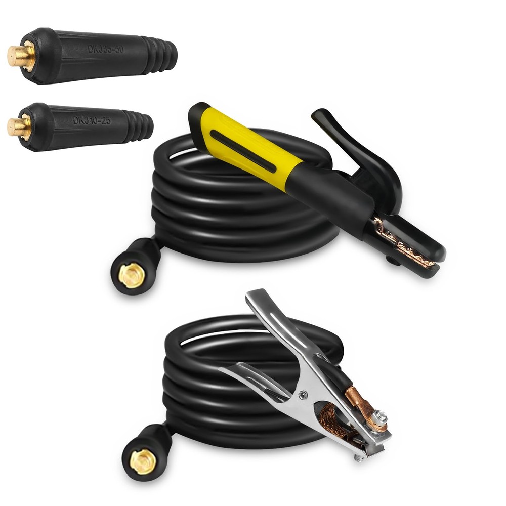 SSIMDER Electrode Holder with Cable & Ground Clamp Set, 600A Stick Welder…