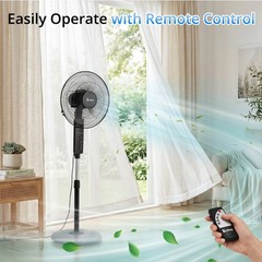 16″ 120° Oscillating Pedestal Fan, Height Adjustable Standing Floor Fan 3 Speeds
