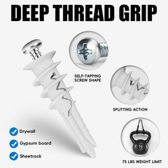 Self Drilling Drywall Anchors with Screws Kit 120 Pcs, No Pre Drill Required,…