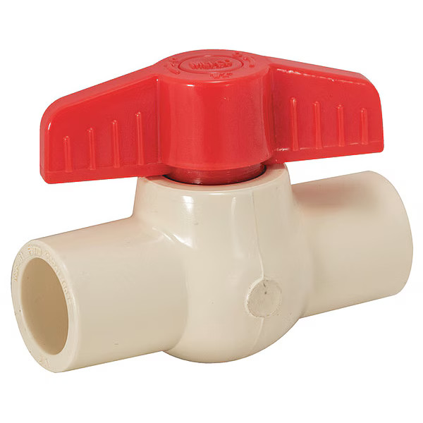 Manufacturer Varies Ball Valve, White/Red, Plastic, 1/2″ Pipe 48636 Manufacturer