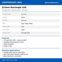 10 x 2x5x7mm Rectangle LEDs Cool Clear White LED Square x 2 5 7 – 7x5x2 mm