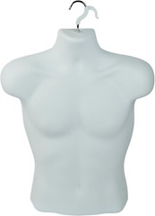 Molded Man’s Shirt Torso Form Fits S – L Hanging Male Mannequin White