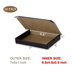 SUNLPH 50 Pack 7x5x1 Inches Small Shipping Boxes, Black 7x5x1,