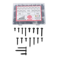 550Pcs 304 Stainless Steel Black Wood Screws, Phillips Pan Head Assortment Kit