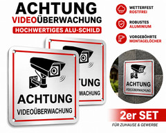 Video Surveillance Warning Sign Aluminium 10x10cm CCTV Sign 1 2 3 4 Pack Weatherproof