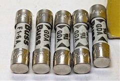 (5) Buss GDA-1.6A, 1.6A @ 250V, Ceramic Fast-Acting (Fast Blow) Fuses [BX1]