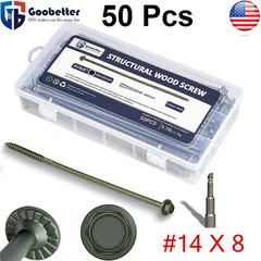 50-Pcs Structural Wood Screws 8 Inch #14 X 8 Heavy Duty Timber Screws Rust Resi