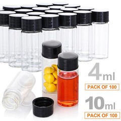 Set of 100 4ml/10ml Glass Vials with Screw Caps Clear Liquid Sample Vial Bottle