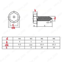 Black Steel Phillips Cross Hex Flange Head Self Tapping Screws M4 M5 M6 M8