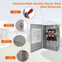 30 Amp Safety Switch, 3P 110V/240V Disconnect Box, Non-Fused Durable Galvanized