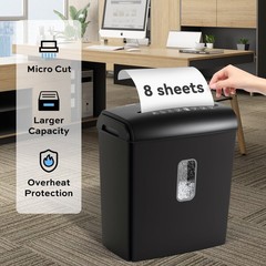 8-Sheet Micro Cut Paper Shredder with Handle 4 Gallons Shreds Credit Card/Staple