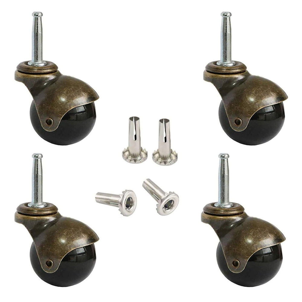 4 Pack Ball Caster Wheels Vintage Furniture Swivel Castors 30kg Load Replacement