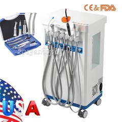 FDA Portable Dental Delivery Unit Suction Air Compressor Cart/ Handpiece kit