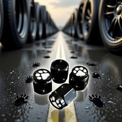 Paw Tire Valve Stem Caps Cover, 4 Pcs Metal Black Air Valve Color: Cat/Dog Paw