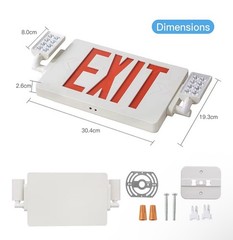 UL Listed-1 Pack Red Led Exit Sign Lights Combo with Battery For Led Exit Light.