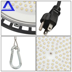 2 × LED Industrial Light, 150W 5000K 18000LM UFO LED High Bay Light & Plug Black
