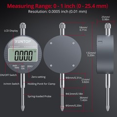Digital Dial Indicator 1inch/0.0005inch LCD Display Electronic Dial Test Indi…
