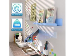 DTUQYX Magnetic Book Shelf for Whiteboard 2-Pack, Blue 17″l * 2.36″w * 2.36″h