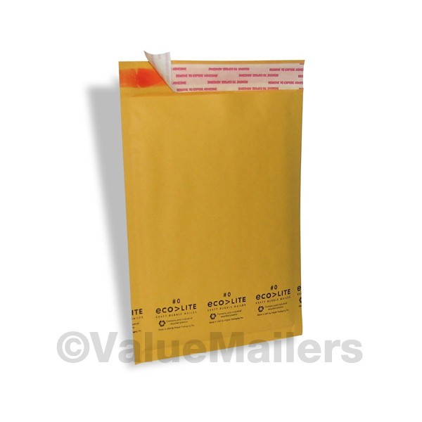 1000 #0 6.5X10 ” Ecolite ” X- Wide Kraft Bubble Mailers Padded Envelopes Bags