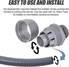 1-1/4 Liquid Tight Straight PVC Conduit Connector 2 Pack, Flexible Nonmetallic,