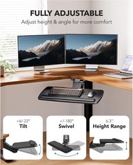HUANUO Under Desk Keyboard Tray 25” x 9.84”, Adjustable Ergonomic Slide-Out