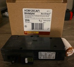 Square D HOM120CAFI 20 A Miniature Circuit Breaker Amp Homeline 20A Arc-D-tect