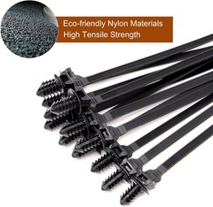 Push Mount Zip Ties, 8 inch Cable Tie Black 8.3×0.2inch (100Pcs),