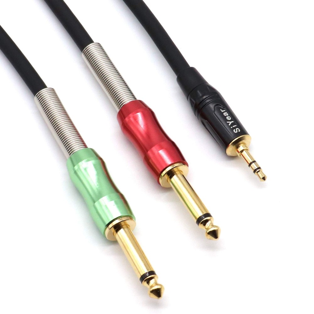 1/8 Inch Stereo To Dual 1/4 Inch Mono Y-Splitter Cable 3.5mm To 6.35mm 10Ft