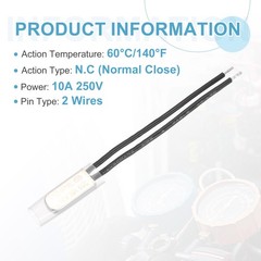 5 Pcs KSD9700 Thermostat 60°C/140°F Temperature Switch N.C 10A Metal