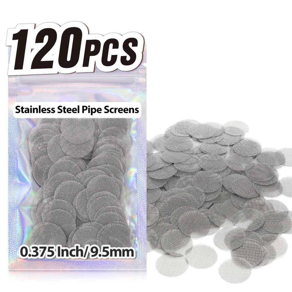 120 PCS 3/8 Inch Stainless Steel Pipe Screens, 0.375 Metal Mesh 9.5mm