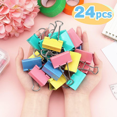 24 Pack Large Binder Clips 1.6 Inches Assorted Colors | Paper Clamps