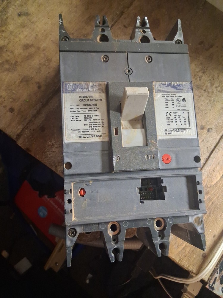 GE SGHA36AT0400 Hi-Break Circuit Breaker 400A 600V 3P 3PH SGHA SRPG400A Plug