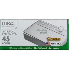 No. 10 Security Envelopes 90-Count Press-it Seal-it 4.125×9.5″ White