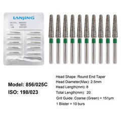 Dental Diamond Burs FG Round End Taper Football Fine Coarse 856 850 High Speed