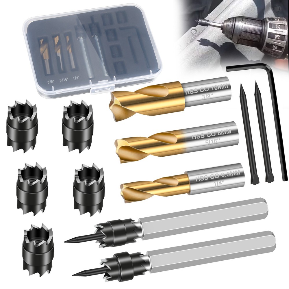 13x Spot Weld Cutter Set Double Sided 3/8″ 5/16″ Spot Welding Remover Drill Bits
