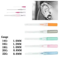 20/100pcs Disposable Sterilized IV Cannula 14-22G Piercing Tool For Ear Eyebrow