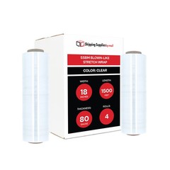 Packing Blown Hand Clear Stretch Wrap Shrink Film 4 Rolls 80 Gauge 18″ x 1500′