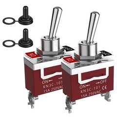 2Pack 30A 12V Toggle Switch Heavy Duty SPST 2Pin Waterproof Cover ON/OFF Kit