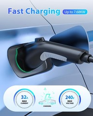 40FT Heavy Duty J1772 EV Charger Extension Cord, 32A, 7.6kw, 110V-240V